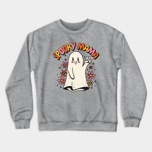 Spooky Mama // Retro Groovy Halloween Ghost Crewneck Sweatshirt by SLAG_Creative